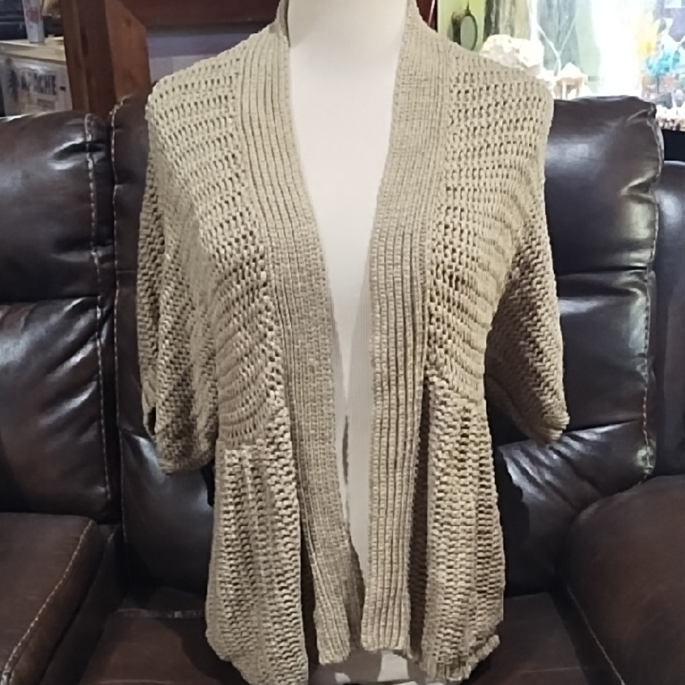 Chico's Tan Open-Front Cardigan